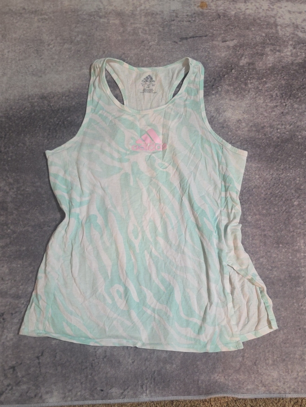 Adidas Girl's Mint Zebra-Print Racerback Tank Top